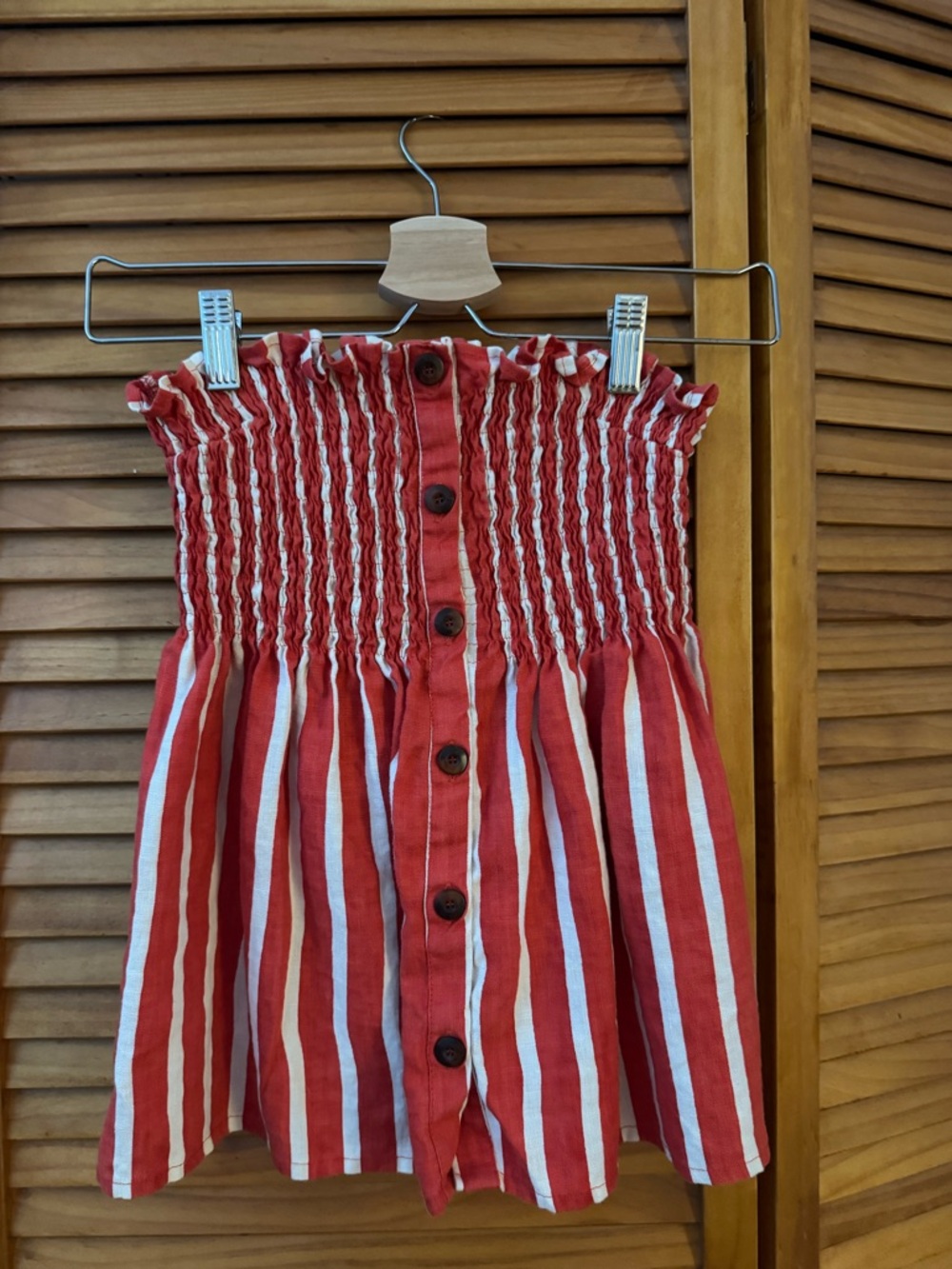 Anthropologie Burnt Orange and White Striped Smocked Crop Top